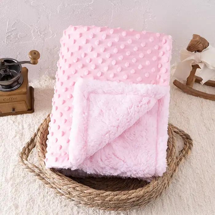 Couverture pour bébé avec nom personnalisé, couleur unie, en velours, Double couche, Super douce, po