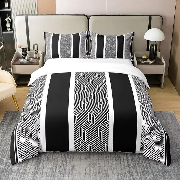 Ensemble de housse de couette géométrique pour enfants, ensemble de literie avec 2 taies d'oreiller,