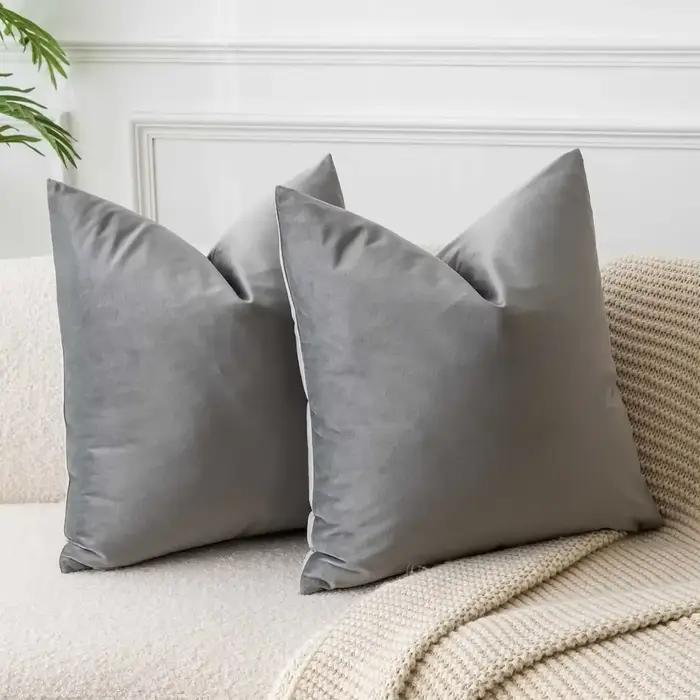 Juste de coussin décorative en velours gris foncé, taie d'oreiller pour salon, canapé, maison, 50x50