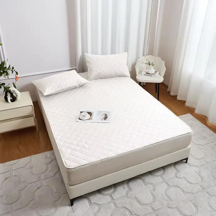 Protège-matelas imperméable antidérapant, taille Queen et King, matelas souple de couleur unie, pour