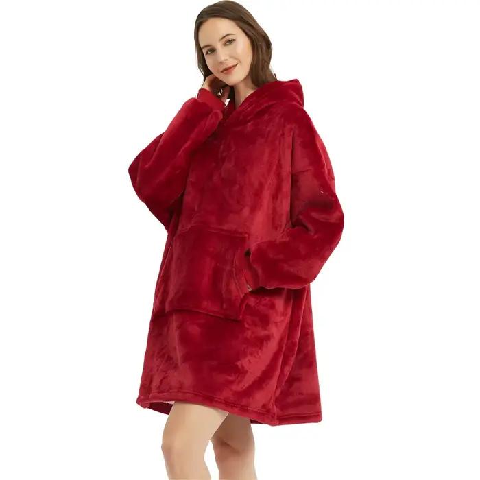 Couverture Sherpa d'hiver avec manches, sweat-shirt polaire Ultra peluche, couverture à capuche, ros
