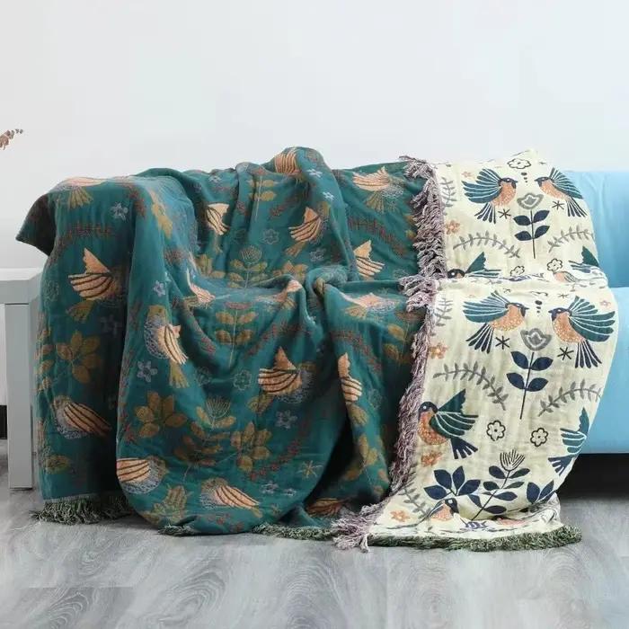 Couverture de jet nordique pour lits, housse de canapé double face en coton, coussin de canapé, couv