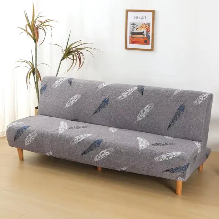 Housse de canapé-lit imprimée, extensible, sans accoudoirs, en Spandex, anti-poussière, protection d