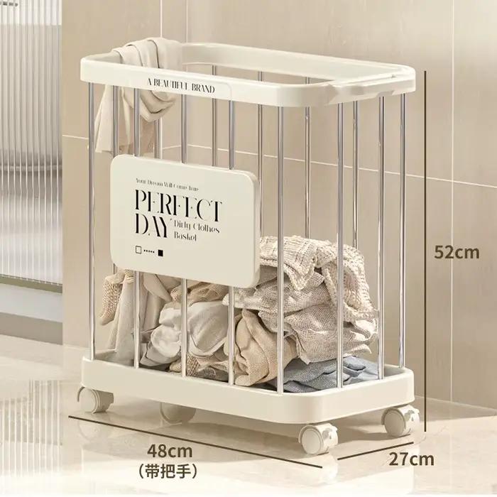Panier à linge polyvalent – Panier à vêtements à roulettes Extra Large avec poignées, bac de rangeme