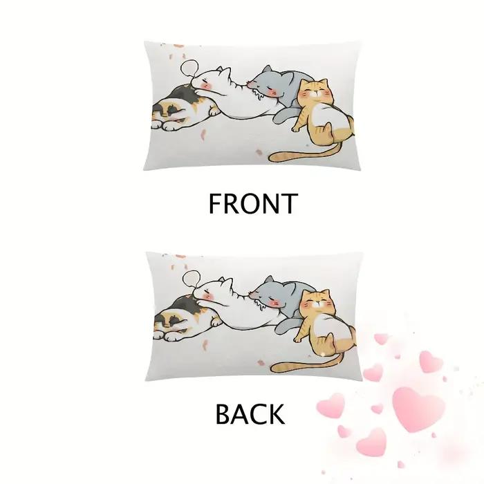 VIKAMA – housses de coussin avec chats empilés, mignonnes, dessinées à la main, confortables, décora