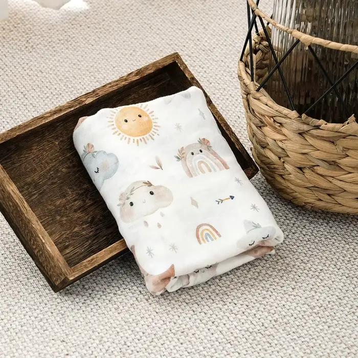 Elinfant 1 Pc bambou coton bébé couvertures nouveau-né mousseline Swaddle 120x110 cm pépinière couve