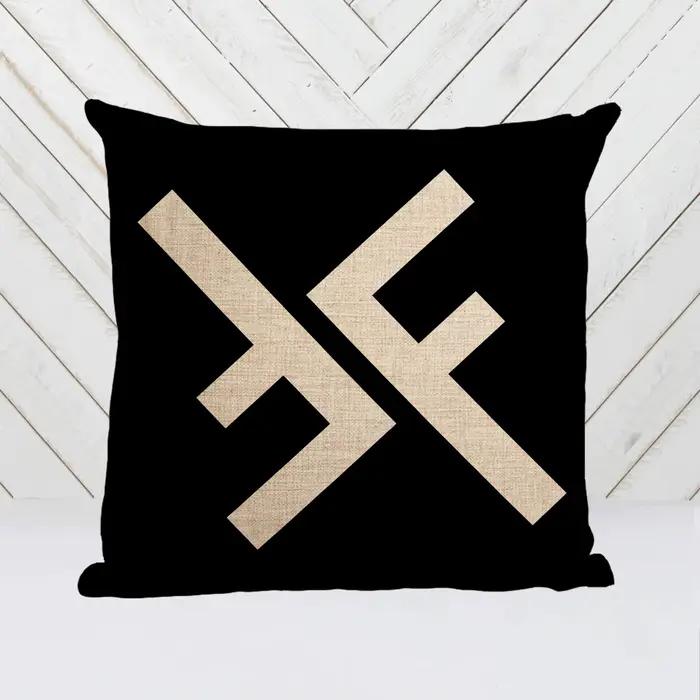 Housse de coussin F, taie d'oreiller luxueuse avec logo en treillis de dessin animé géométrique, art