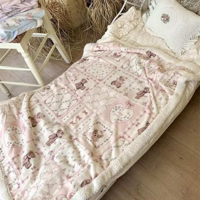 Couverture d'automne et d'hiver en forme de cœur pour fille mignonne, couverture châle de sieste pou