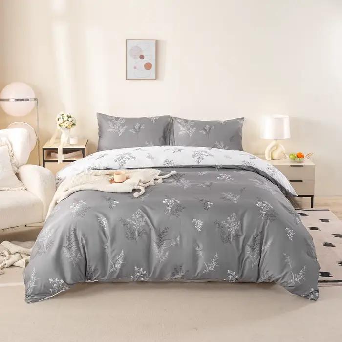 Ensemble de housse de couette à imprimé floral subtil, 3 pièces, doux et respirant, universel toutes