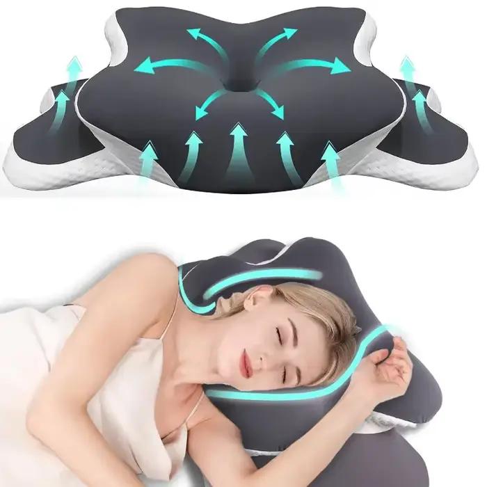 Oreiller cervical ergonomique en mousse à mémoire de forme, en forme de C/hauteur réglable, support 
