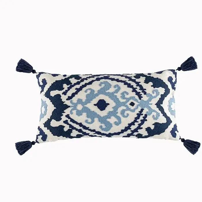 Juste de coussin brodée bohème pour salon, housse de coussin à la main, housse de taille de canapé, 