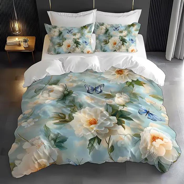 Ensemble de literie à fleurs, housse de couette imprimée en 3D, doux, simple, Double, Queen Size, dé