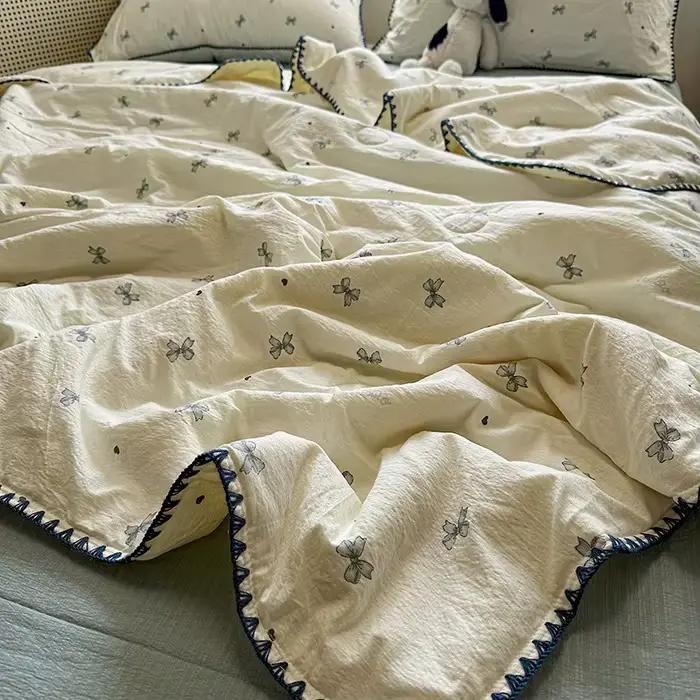 Couette d'été imprimée légère pour lit Queen, lavable, pour lit simple ou double, douce, respectueus