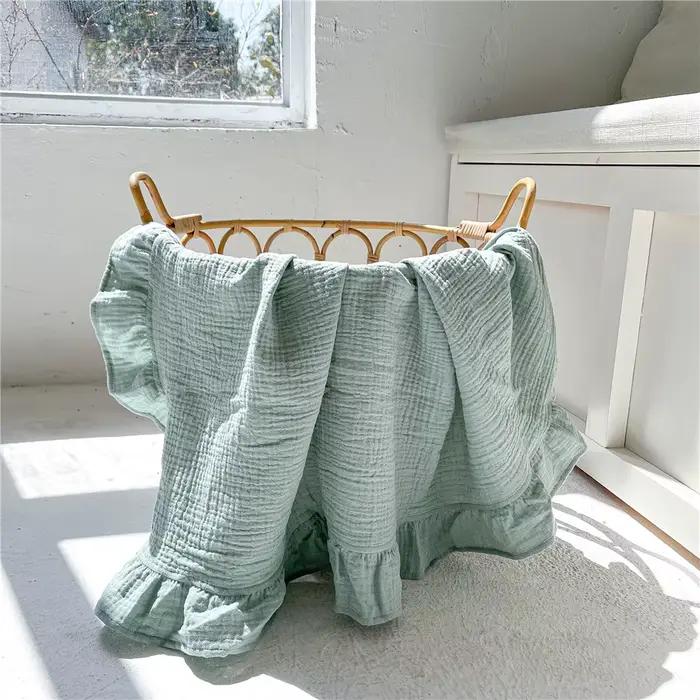 Couverture à Volants en Coton pour Bébé, Couette Personnalisée avec Nom, Serviette de Bain