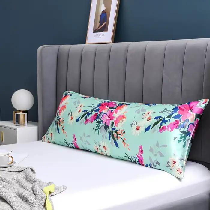 Housses d'oreiller en Satin King Size, 20x54 pouces, imprimé de fleurs, literie de luxe, taies d'ore