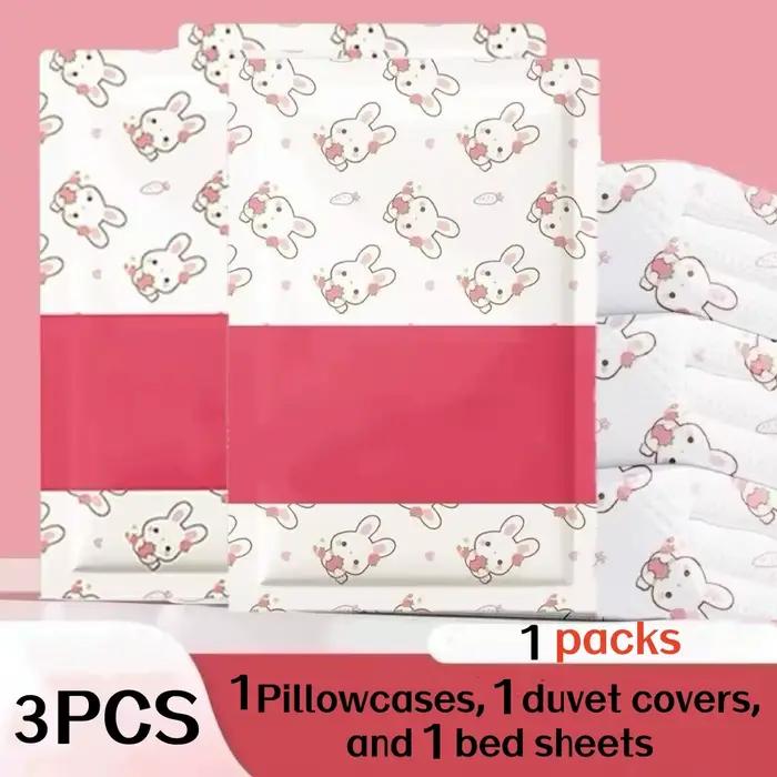 Lot de 1/3 comprend (1 taie d'oreiller + 1 drap de lit + 1 housse de couette) Drap de lit jetable, h