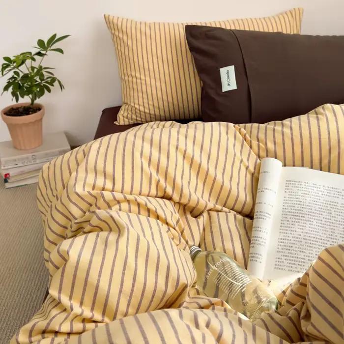 Housse de couette Bonenjoy 100% coton, style rayé, literie douce pour la peau, housses de couette do