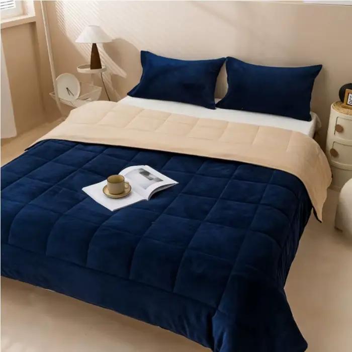 Couverture en Patchwork pour la maison, pour l'hiver, côté AB, en flanelle polaire de lait, en velou