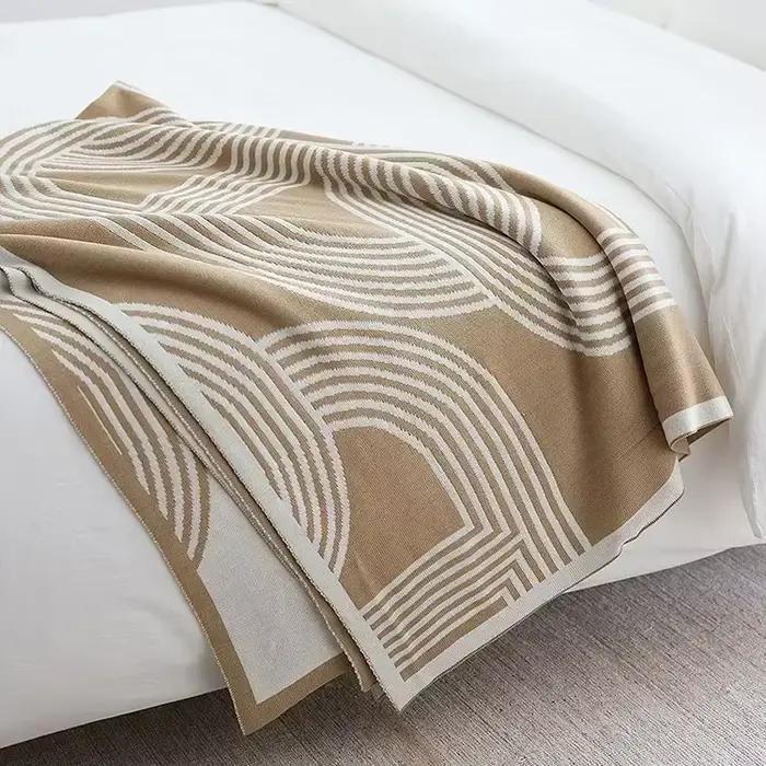 Couverture tricotée géométrique nordique pour lits, couverture de canapé moderne et simple, couvertu