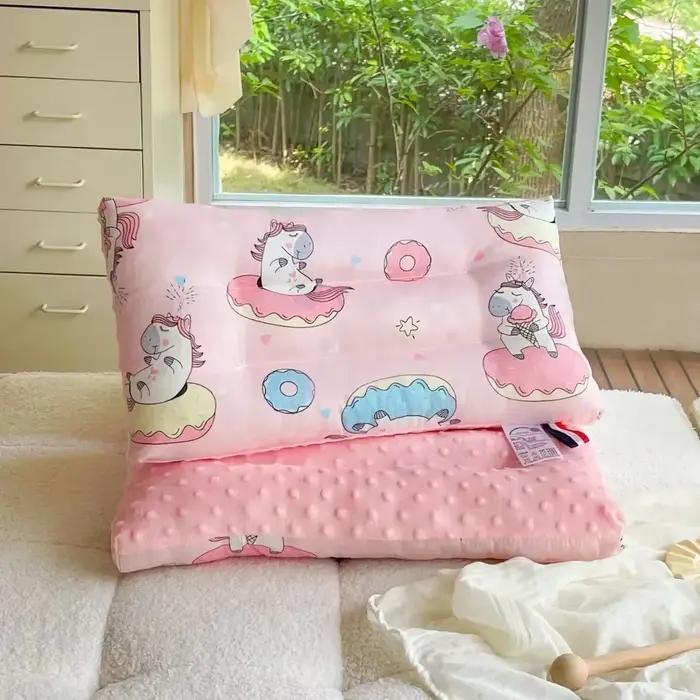 Oreiller de sommeil en duvet de haricot tout coton pour mère et enfants, noyau d'oreiller de dessin 