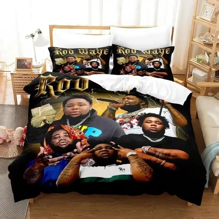 Parure de lit avec tige de rappeur ondulée imprimée en 3D, housse de couette, housse de couette, tai