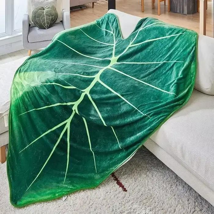 Couverture géante en feuille de plantes super douce pour lit, canapé, couverture de plante Gloriosum
