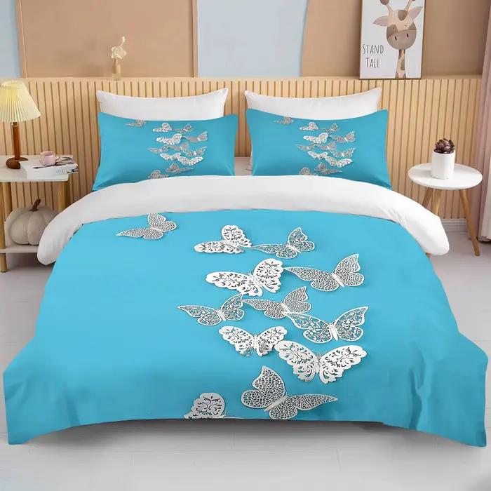 Parure de lit papillons, housse de couette imprimée en 3D, respectueuse de la peau, décoration de ch