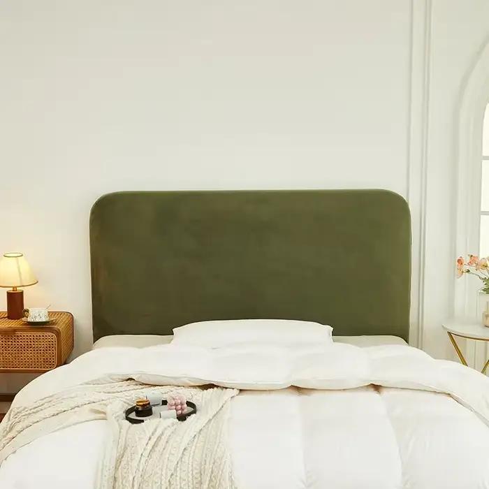 Housse de tête de lit en velours Super doux, 1 pièce, solide, extensible, tout compris, Anti-poussiè