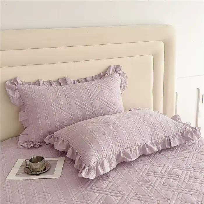 Bonenjoy-Taie d'oreiller rectangle à volants, housse de coussin, document solide, maison, 2 pièces, 