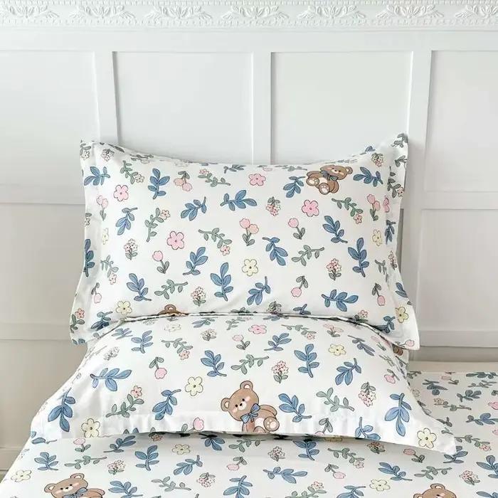 Taie d'oreiller florale personnalisée, 100% coton, décoration de chambre à coucher, housse de coussi