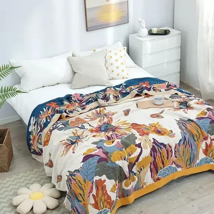 Couverture de lit en coton européen, couvre-lit de luxe, couverture de canapé, couverture pour clima