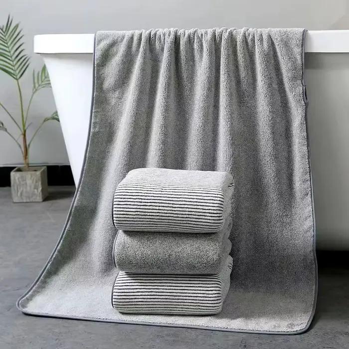 Ensemble de serviettes rayées en bambou à séchage rapide, pour expérience de salle de bain douce et 
