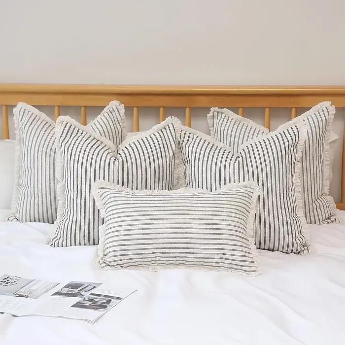 Housses de coussin à rayures confortables, 1 pièce, pour la maison, la chambre à coucher, le salon, 