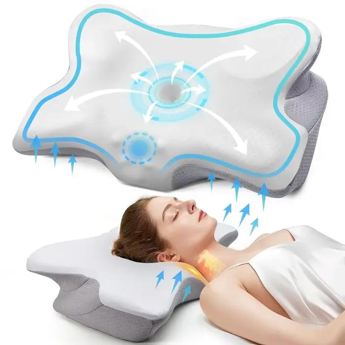 Pulatree nouveau oreiller orthopédique inodore pour les douleurs au cou et aux épaules oreiller cerv