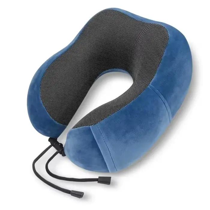 Oreiller de voyage cervical en coton en forme de U avec mémoire magnétique ergonomique pour voiture,