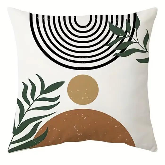 Juste de coussin bohème pour la maison, taie d'oreiller imprimée, motif de feuilles géométriques, vê
