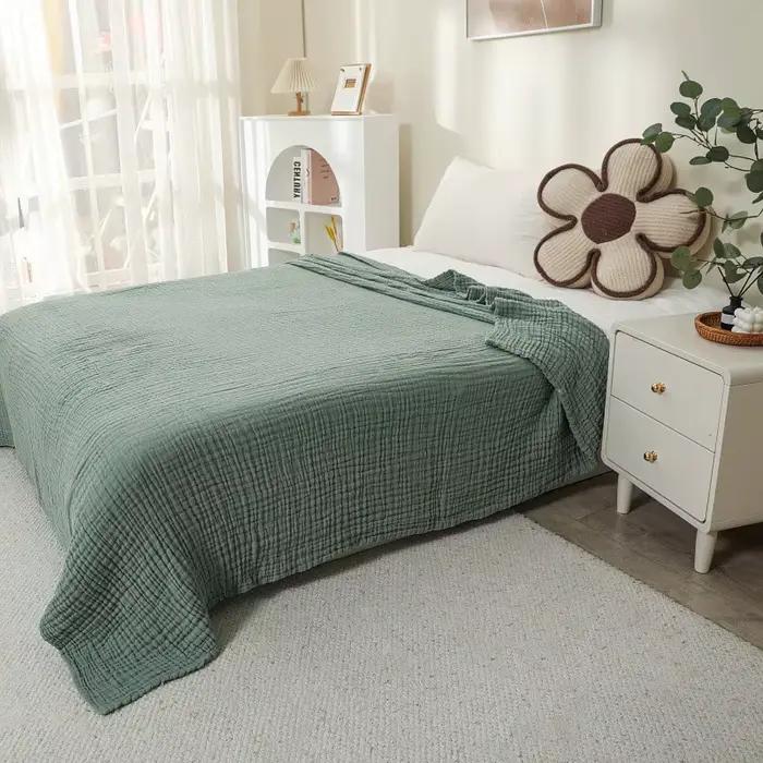 Battilo 100% couverture en mousseline de coton pour canapé 6 couches respirant léger Boho lances pou