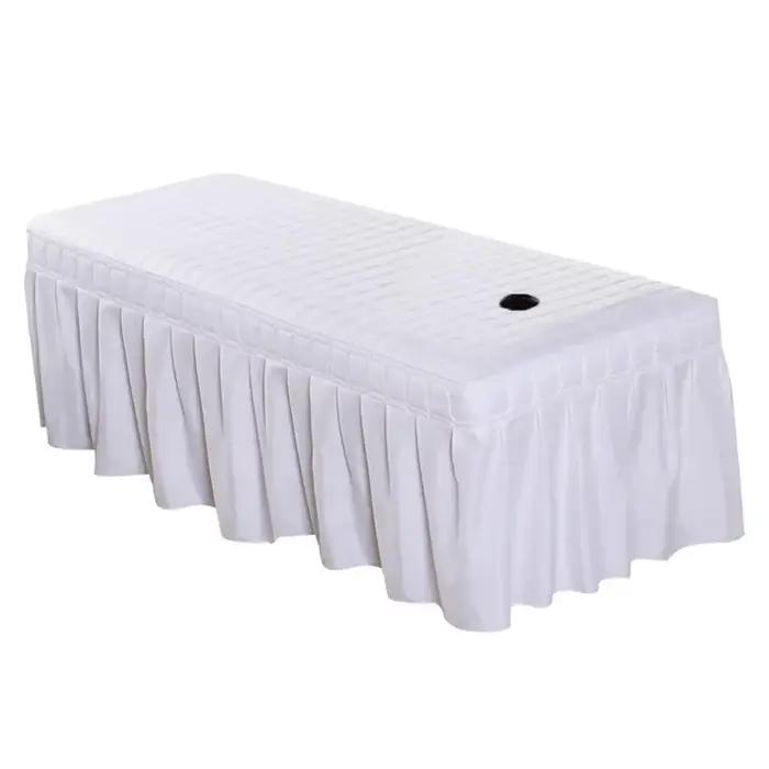 Housse de lit épaisse matelassée, 5 tailles, pour Salon de beauté, jupe à volants, Massage respectue