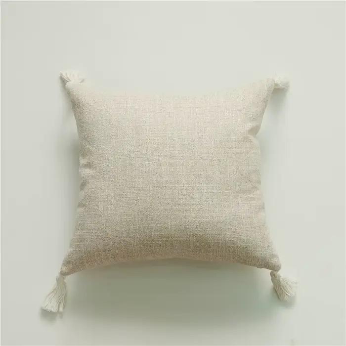 Juste de coussin décorative en lin blanc, taie d'oreiller super douce, adaptée au salon, au canapé d