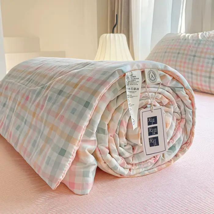 Couette d'été en coton, couette climatisée, garnissage en fibre de soja, couette fine, style nordiqu