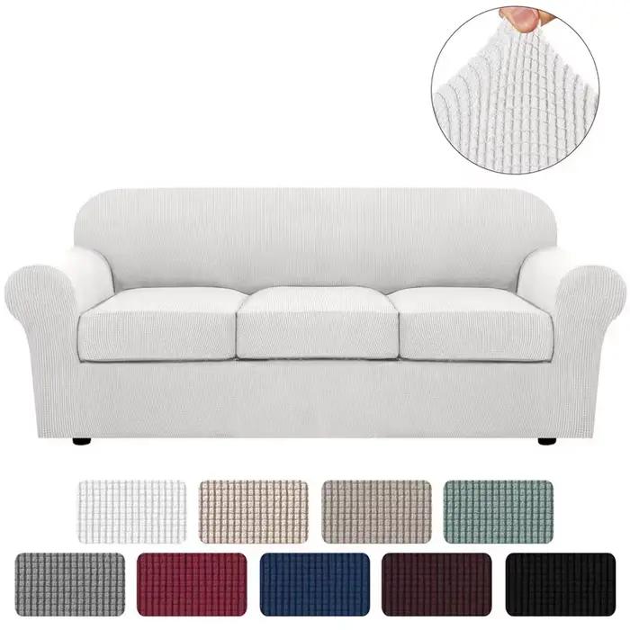 Housse de canapé élastique à carreaux, entièrement compris, fente complète, tissu de maison, housse 