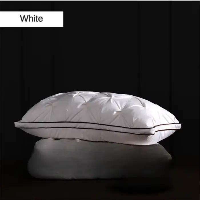 Oreiller en duvet d'oie pour dormir, taie d'oreiller en coton blanc, rectangle, chambre à coucher, s