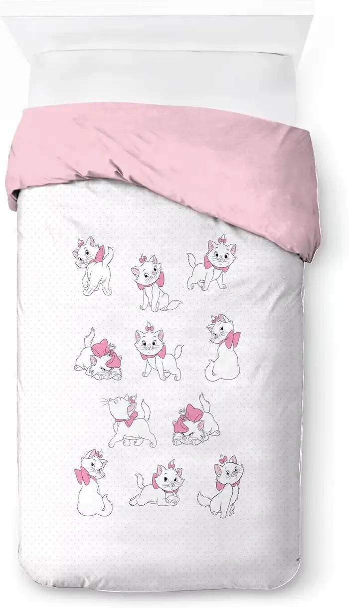 Parure de lit Cartoon Cats Marie pour garçons et filles, literie chaton blanc avec taies d'oreiller 