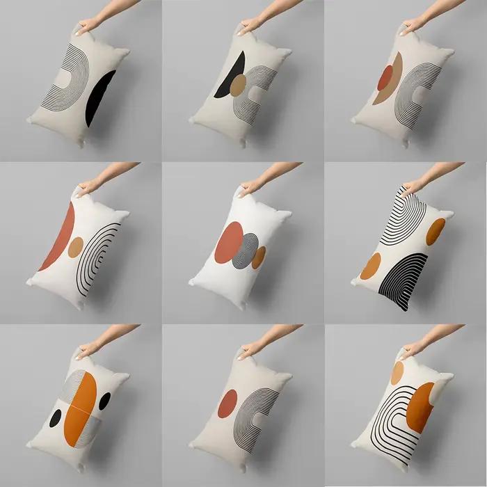 Taie Longue à Motif Géométrique Simple