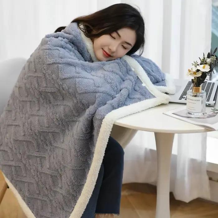 Tafuru châle couverture d'hiver bureau déjeuner laine genou