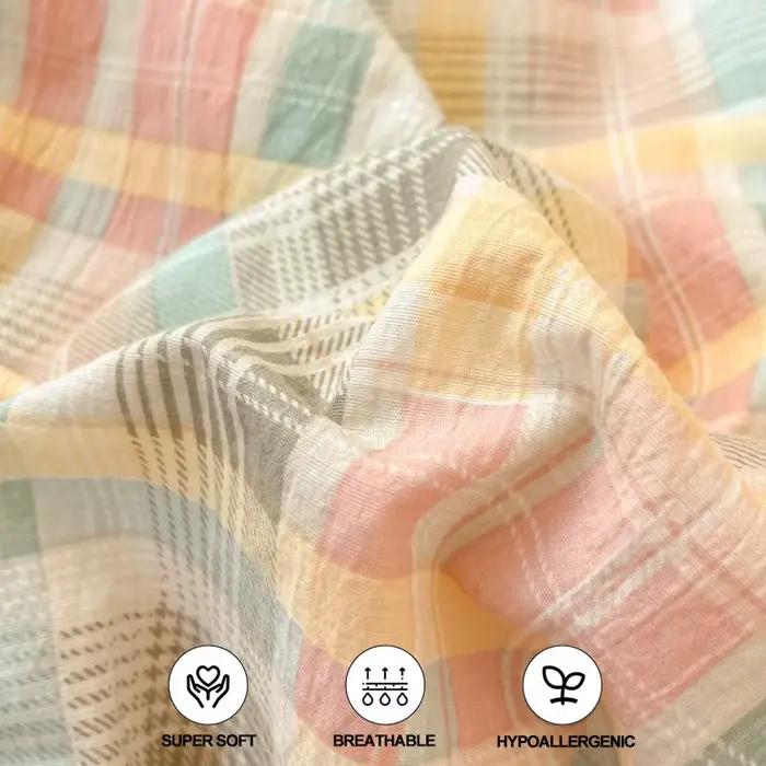 Ensemble de housse de couette à carreaux avec 2 taies d'oreiller