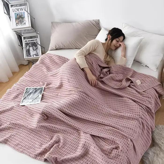 Couverture thermique en pur coton gaufré de qualité supérieure