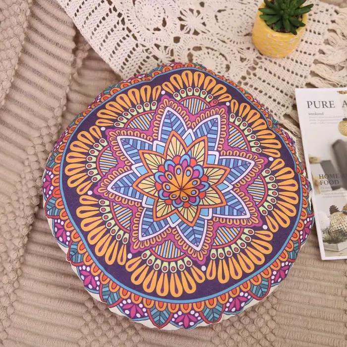 Coussin de chaise en coton et lin bohémien