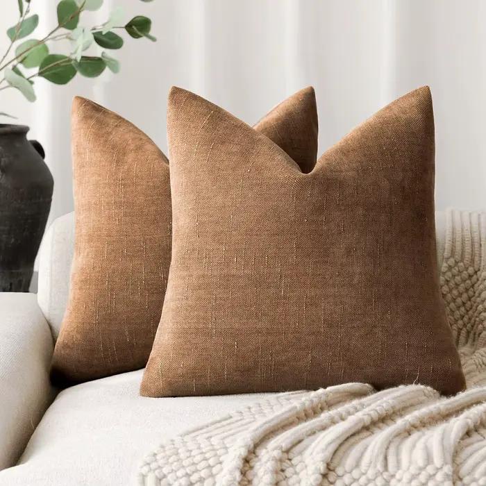 Lot de 2 housses de coussin carrées texturées douces