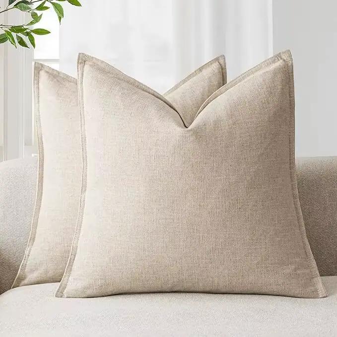 Taie d'oreiller en coton et lin, 1 pièce, housse de coussin douce et confortable, décoration de maison, oreillers de canapé, salon, ornement de canapé, fermeture éclair Invisible